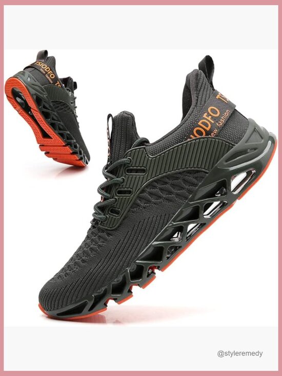 Men\'s TPU Sole Running Shoes with Hexagonal Mesh Upper